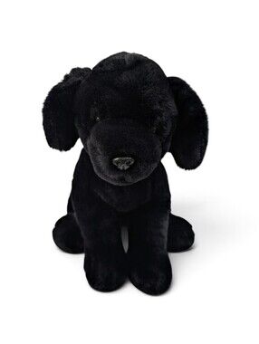 FAO Schwarz Black Labrador Retriever Puppy Plush Stuffed Animal Dog 11"